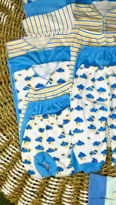 Serian Biru 3 Pendek & 3 Setelan Bayi Newborn