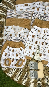 Serian coklat 3 Setelan Baju bayi kutung Newborn