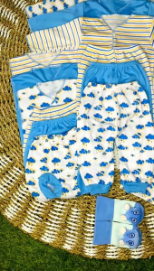 Serian Biru 3 Pasang/3 Setelan Baju Panjang Bayi Newborn