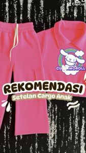 Setelan anak perempuan pink ungu sablon SANRIO
