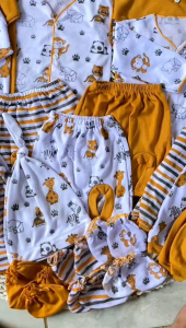 21 Pcs Baju Bayi Baru Lahir Setelan Baju Bayi Newborn Perlengkapan Baju Bayi Seri Kunyit Motif Nimal
