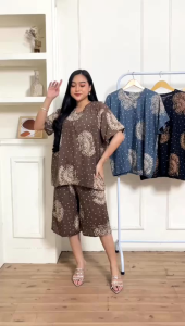 SUPER MURAH DAN PROMO // BATIK RIRE // SETELAN KULOT JUMBO LD 130 CM // COCOK UNTUK BUSUI // BAHAN SANTUNG RAYON // ONE SET BAJU TIDUR // SETELAN MURAH (BISA COD)