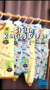 Ridges 3pcs Setelan Bayi: Kemeja Motif Kancing Depan List M L 0-12 Bulan