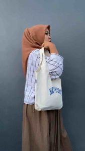 Mottychua - ToteBag Kanvas Ghea Tas Tote Wanita Pria Motif Vintage Aestentic