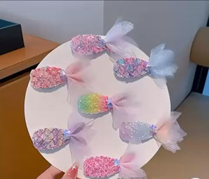 SG Girls Hair Clips Mermaid Glitter Buy 8 Free 2 Sequin BB Clips Princess Style Non-Damaging