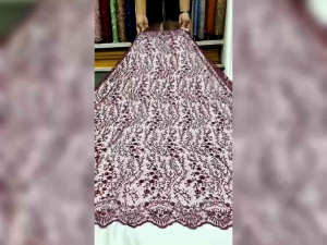 Promo:Bahan kain Tille/Kebaya bordir Payet Spaengel motif Etnic. Peka Bordir Pinggiran tebal