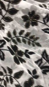 Vải voan lưới ép hoa nhung đen đẹp sang (1m5)may đầm váy đầm dạ hội thời trang