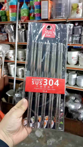 SUS 304 Stainless Steel Chopsticks - 5pairs per set 🥢不锈钢筷子一套5双 🥢Penyepit Makanan Keluli Tahan Karat - 1 set 5 pasang (Length长Panjang 23cm)