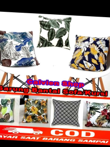 Sarung Bantal Sofa Atau Kursi Bahan Kain Kanvas Premium Tebal Aneka Motif Bunga Daun Cantik