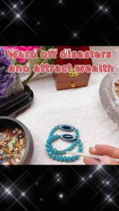 Turquoise Bead Bracelet with Eye of Horus Charms for Women