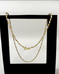 เงินแท้มีใบรับประกัน สร้อยคอเงินแท้ สองกษัตริย์ ลายเม็ดข้าวพอง (อิตาลี) หนา 2 มิล | N2K20006