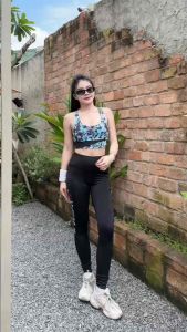 Bộ đồ họa tiết tập gymyogajumpsuit có mút