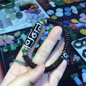 Vòng đeo tay Dzi 9 mắt phong cách Tây Tạng đá Thiên Tử hàng đẹp