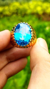 Cincin Batu Permata Blue Topaz Berkualitas Tinggi