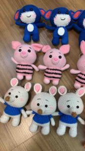 [Ready Stock]Cute handmade crochet stuffed Pooh & Friends Birthday gift Decoration items Collection Nursery toys keychain
