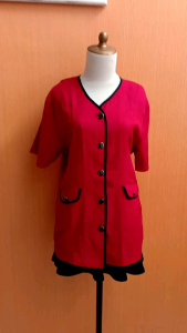 atasan wanita merah BRAVAS cewek L XL blouse lengan pendek kerja kuliah santai jumbo