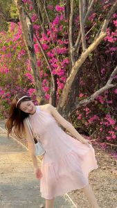 Cronie l Laila dress เดรสยาวคอผูก แต่งระบายชาย ผ้ามีซับในทั้งตัว