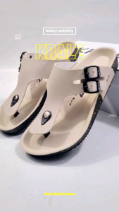 Sandal Slide Pria Sendal Cowok Casual Jepit KRALZ Ivory Lace