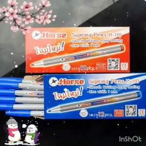 ปากกาเมจิ ตราม้า รุ่น H-110 สีน้ำเงิน/แดง/ดำ (12แท่ง/กล่อง)
