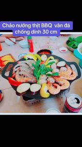 Chảo nướng thịt BBQ size 30cm chống dính sử dụng được mọi loại - Chảo nướng chiên xào không cần dầu sử dụng đa năng