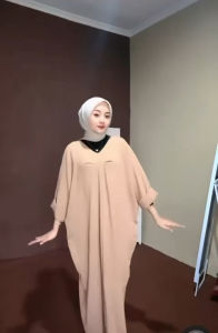 PROMO Aira Kaftan Dress V Neck Terusan Wanita Model Midi Baju Lebaran Hari Raya Bahan Crinkle Airflow Mewah Elegant Viral Tiktok Real Pict Ready Stock Fashionable Kekinian Originals