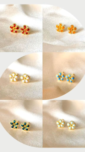 GGOLD ต่างหูทอง96.5%แท้ 1.0 กรัม ลาย 00244-ลงยา (ฟรี แป้นต่างหูพลาสติก) [G-00556] ผ่อน LazPayLater ได้