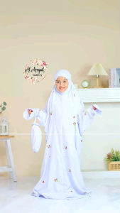 Mukena Terusan PUTIH buket MELATI Couple Anak Remaja Dewasa | Al Arsyad