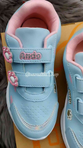 Sepatu Ando Miaw Velcro Perekat Biru Langit Merah Muda Sky Blue Pink