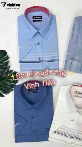 (Freeship Max)[HCM]Áo Sơ Mi Ngắn Tay Caro Vạt Ngang Vải Bamboo Form Regular Fit Vĩnh Tiến 445