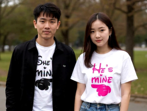 MACHONORIN SHOP PRINT TSHIRT VALINTINE COUPLEFOR MEN AND WOMEN