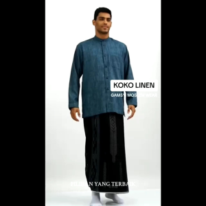 Baju koko LINEN GAMSYI polos Lengan Panjang LMH