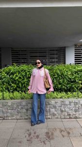 Amella Shirt - Kemeja Wanita Lengan Panjang - Atasan Wanita Semi Tunik Basic Kancing