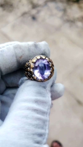 Natural Kecubung jeli alpaka handmade Turki ring