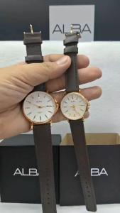 jam tangan couple ALBA anti air sudah sepasang | JAM TANGAN COUPLE ALBA VINTAGE CASUAL GROSIR KULIT PREMIUM ANALOG PRIA WANITA PASANGAN TERBARU