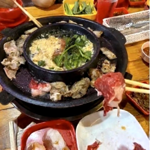 กระทะปิ้งย่างต้มชาบู 2 in 1ไม่ติดกระทะ วางได้ทั้ง เตาถ่าน เตาแก๊ส