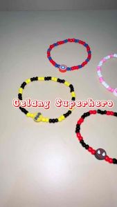 Gelang Beads Superhero Elastis Bracelet Karakter Clay Manik Kartun Cartoon Handmade Fashion