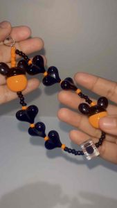 Mickora Halloween Phonestrap Tali Gantungan HP Orange Black Love Handphone Lanyard