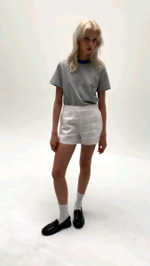 PLOWBRANDS - PS0006 กางเกงขาสั้นซิปข้าง ขอบในตัว มีกระเป๋าข้าง (Black / Linen)