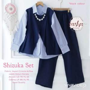 [[ New Arrival ]] Setelan Blus dan Celana Shizuka Set by Fasha Oneset Baju Wanita Casual Setcel Salur Lengan Panjang Model Kekinian Outfit Baju Wanita Casual Model Kekinian Allsize Fit M to XL One Set Wanita