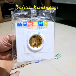 Fitting Plafon Persegi Datar Fitting Lampu Tembok Dinding E27 Soket Lampu Kuningan Kabel Karet Untuk Penerangan - Lazada