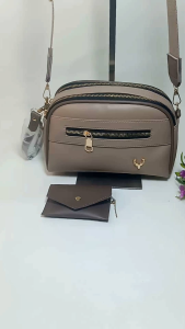 ADIBA TAS MURAH - Tas Selempang Wanita Terbuat Bonus Dompet Kartu Tas Selempang 3 Ruang 2 Tali Panjang dan Pendek Kode Sadira Polos Handbag Premium Termurah