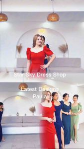 Modern Filipiniana Puffed Sleeves Semi Formal Maxi Dress for All Occassions
