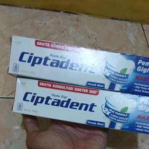 Ciptadent isi 2 x 225g Pasta Gigi Fresh Mint Maxi 12 Plus