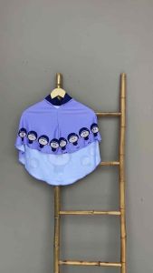 Hijab Instan Anak Motif Animasi Qaley Ungu