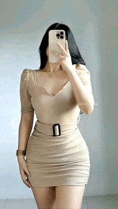 DAPHNEY MINI DRESS WITH BELT CAN FITS FOR SMALL UP TO LARGE PITITE SIZE ONLY