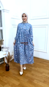 Kalana Midi Dress LD 115-+ Midi Dress Busui Friendly Mat Rayon MOTIF BUNGA