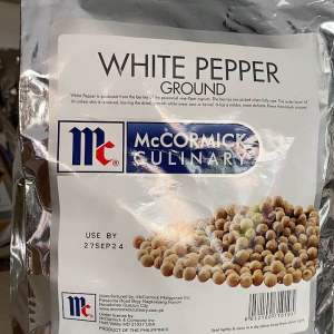 McCormick Culinary White Pepper Ground 1kg Foil Pack - Ground white pepper for cooking - Silver foil packaging.