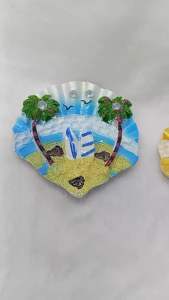 Nautical Theme Ref Magnet Beach Scene with Palm Trees and Seashells 4 Random Designs Coastal Decor Gift for Beach Lovers