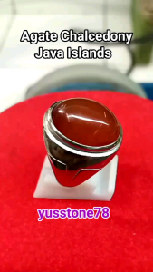 cincin natural batu Agate Chalcedony. Sulaiman elegan dan menawan