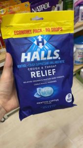 [ĐỦ BILL STORE + AIR] Kẹo ngậm không đường vị bạc hà HALLS Relief Mentho-Lyptus Cough Drops 80 viên của Mỹ
